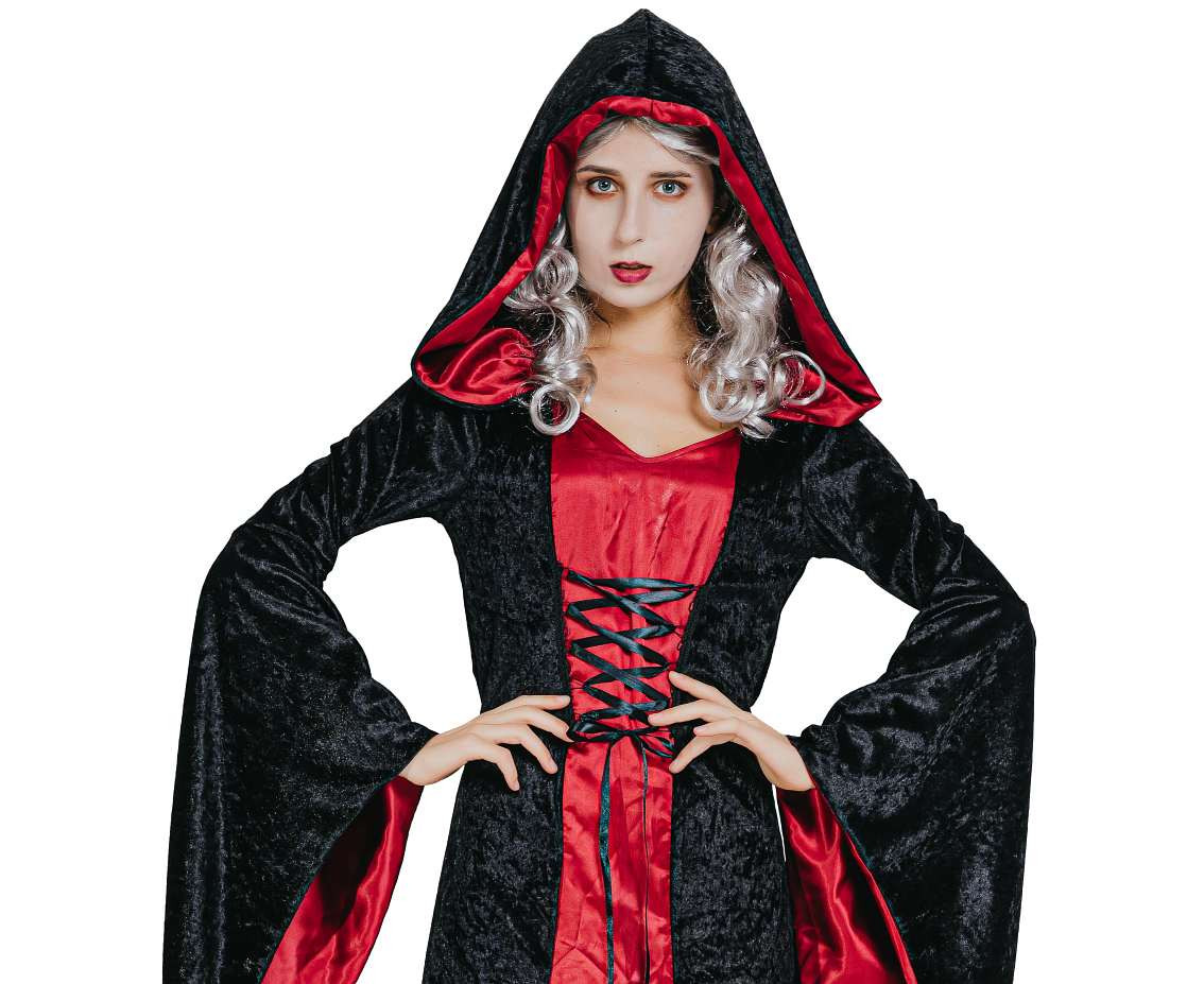 Costume for adult Ruby Vamp (hooded dress), size S